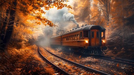Train in Autumn Wallpaper. Background