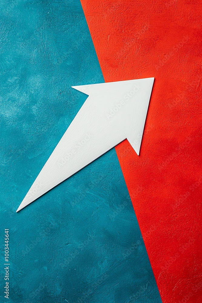 Poster abstract arrow design with contrasting colors in a modern composition on a textured background.