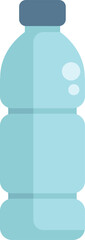 Simple flat vector illustration of a blue plastic bottle filled with water, isolated on a white background