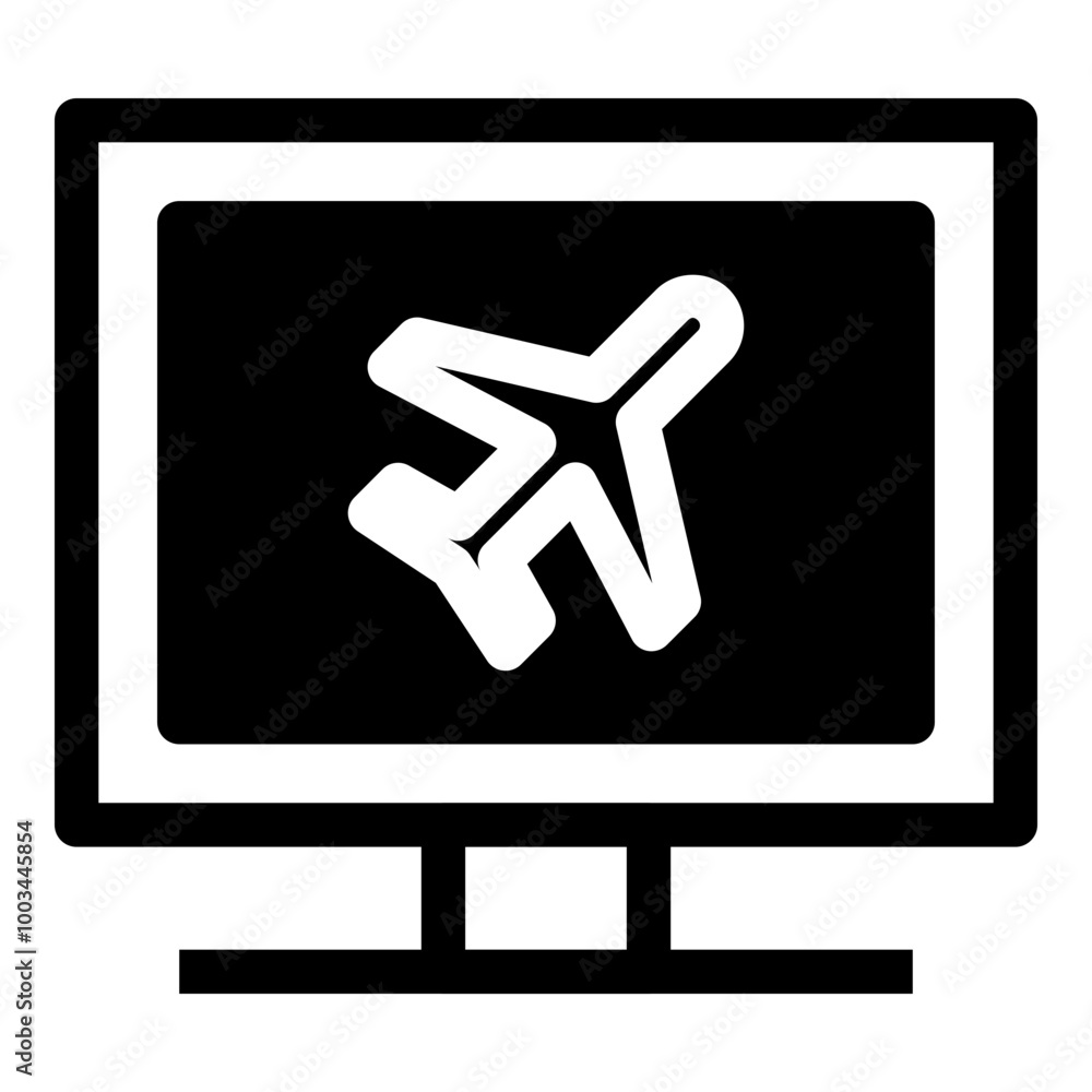 Poster monitor plane simple solid icon