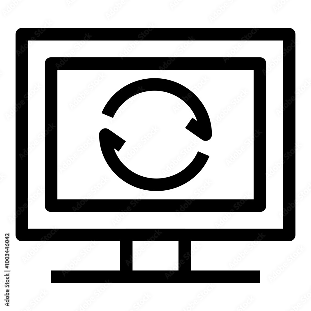 Poster monitor reload icon. simple desktop screen vector illustration.