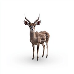 Fototapeta premium Elegant Kudu on White Background in Raw Style