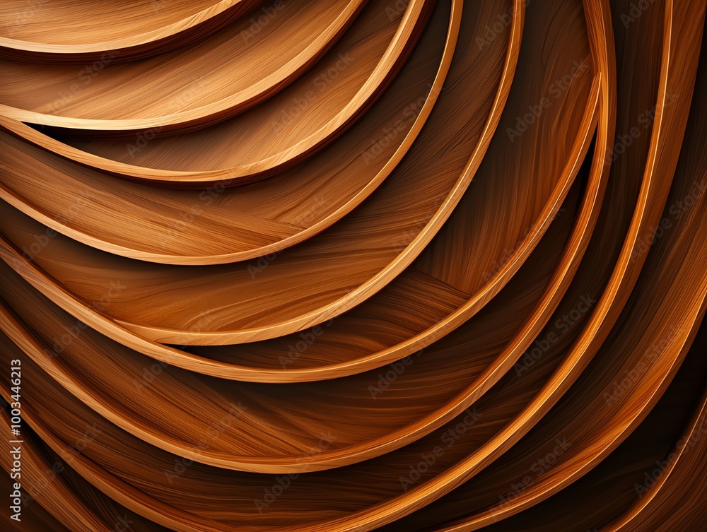 Poster abstract wooden textures with layered curves creating a warm visual effect.