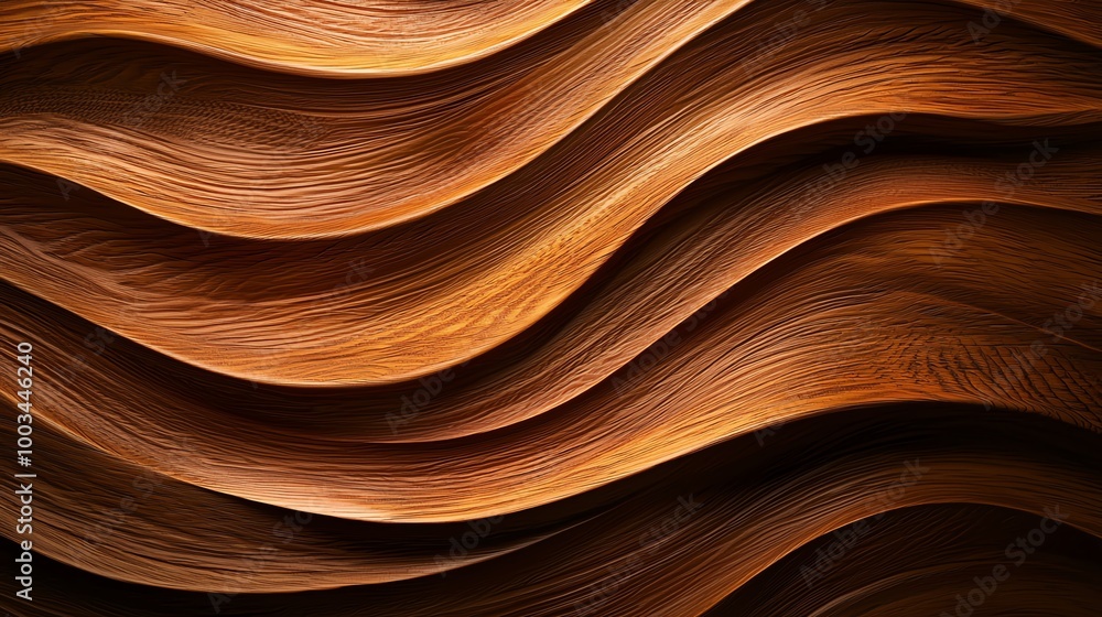 Poster abstract wooden waves create a warm, natural texture with depth and fluidity, perfect for background
