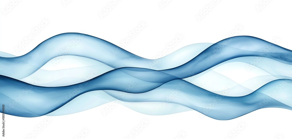 Aufkleber blue wavy lines creating a fluid abstract design on a white background.