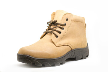 Brown leather boots, Men’s brown ankle boots, isolated on white background