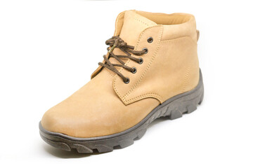 Brown leather boots, Men’s brown ankle boots, isolated on white background