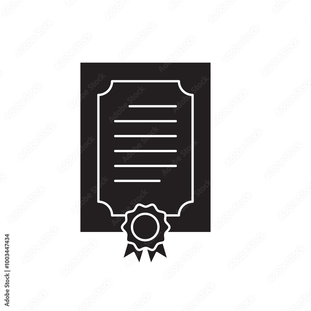 Poster certificate icon vector, license badge simple flat black trendy style illustration for web and app..