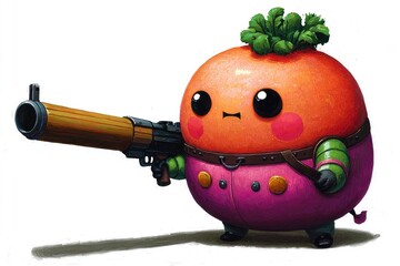 Cute Cartoon Character Holding A Weapon