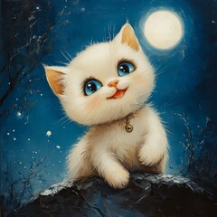 a cat in the moonlight