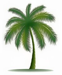 Fototapeta premium Lush green palm tree illustration on a white background.