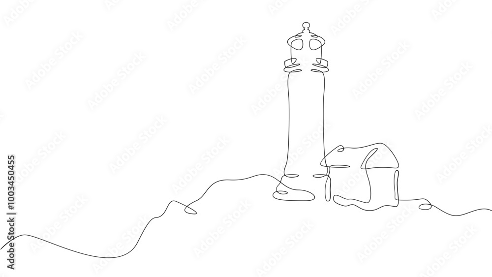 Poster lighthouse on the coast.set of sea ocean elements.one continuous line .one continuous drawing line l