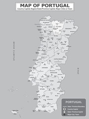European Country Geography Political map. Political map of country with capital, province or state capital, major cities and town.