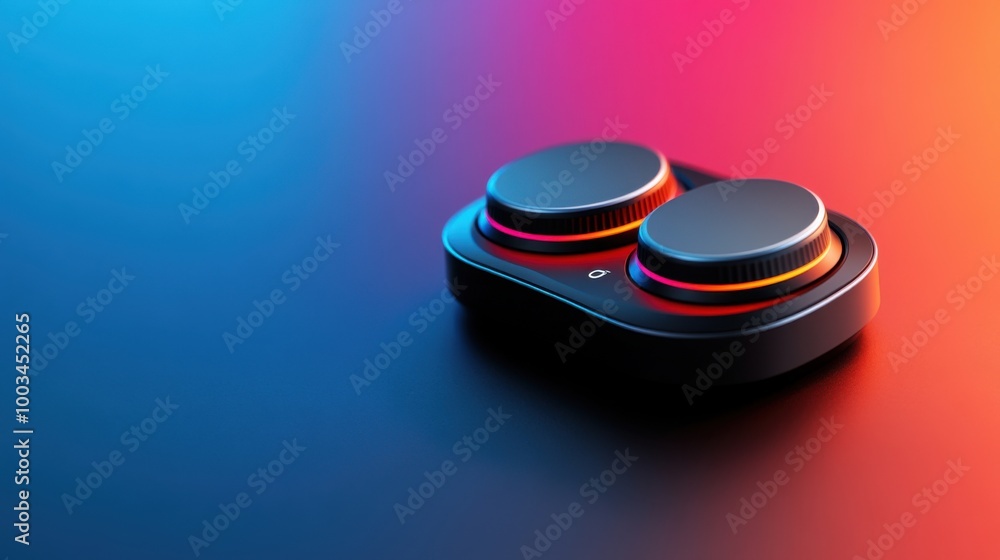 Poster modern audio controller with colorful background