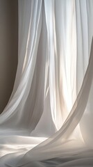 White sheer curtains with light and shadow