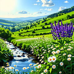 A serene landscape with natural herbs and plants commonly used in wellness practices.