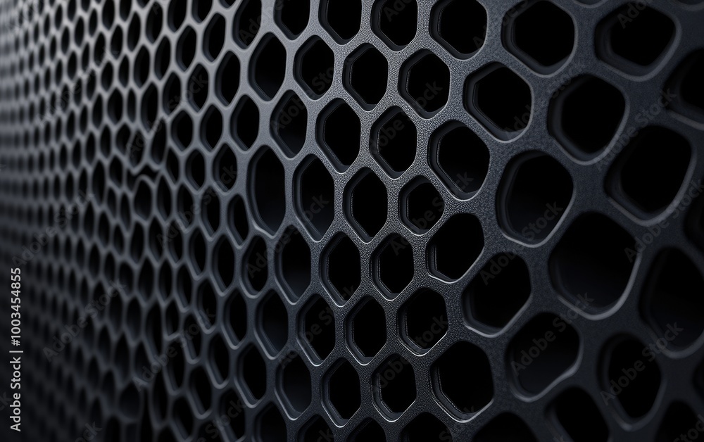 Poster closeup of a black hexagonal pattern.