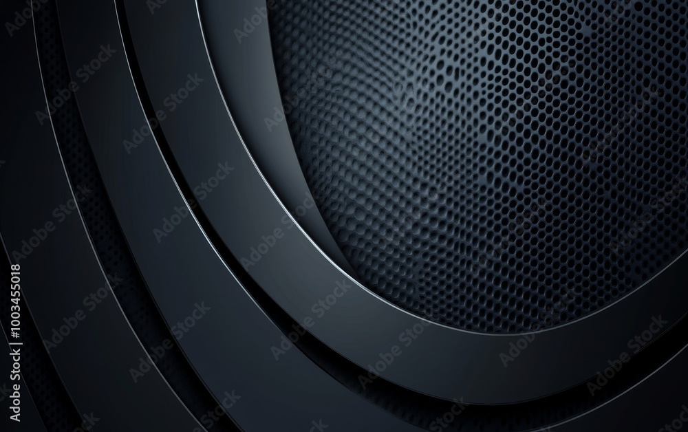 Poster Abstract black background with a textured surface and curved lines.