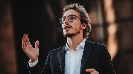 Engaging Speaker in Professional Attire