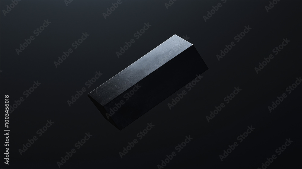 Fototapete black rectangular cuboid floating on dark background