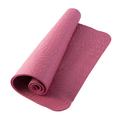 Roll of yoga mat isolated on white