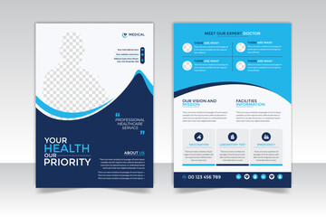 Medical Vector flyer design template and double side flyer template