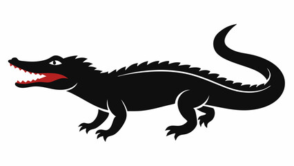 A vector crocodile of a  silhouette with a white background