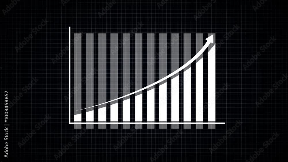 Poster business graph animation increased. 12 graph bar animation increased. 12 month increased graph of su