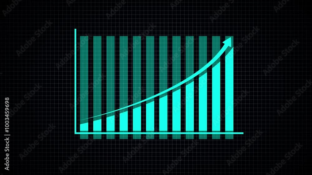 Poster business graph animation increased. 12 graph bar animation increased. 12 month increased graph of su