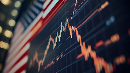 Stock market graph showing growing and falling share prices