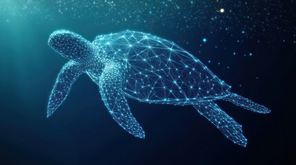 Fototapeta premium Sea Turtle in the Deep Blue