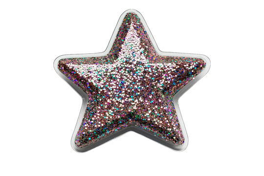 A vibrant glitter star shape with a shiny surface, perfect for arts and crafts, party decorations, or creative projects.