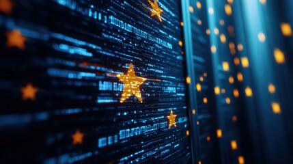 Star patterns over a digital background, creating a vibrant tech atmosphere.