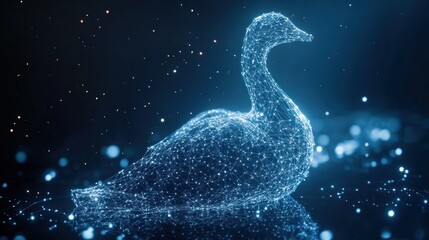 Digital Swan in a Blue Galaxy