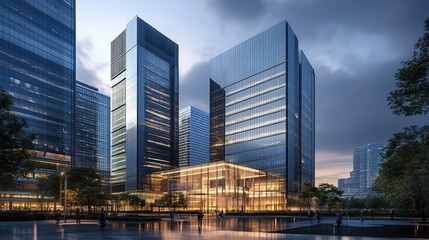 Fototapeta premium Modern Urban Architecture at Dusk