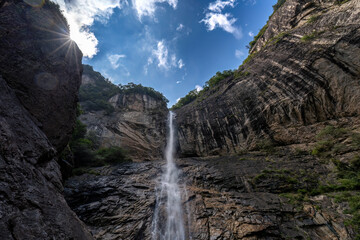 Waterfall in Qinling Mountains, Xi'an, China，waterfall in the forest