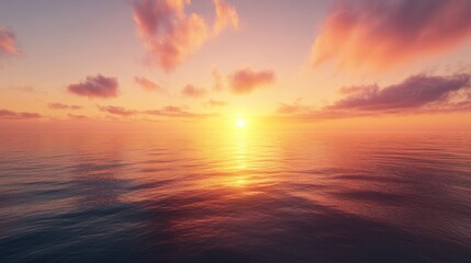 Obraz premium Sunset Over Calm Ocean Water Surface