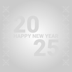 Happy New Year celebration vector card 2025 silver