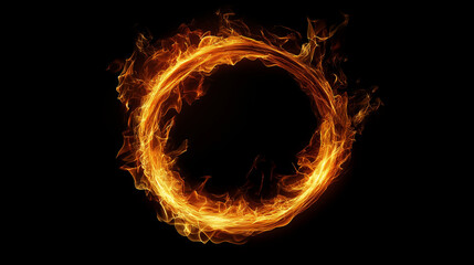 Ring of fire burning on black background