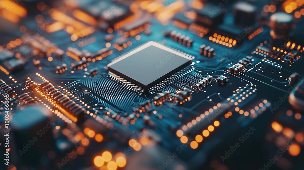 Poster Modern cpu processing unit performing complex calculations