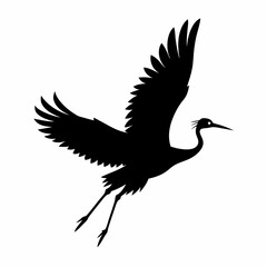  Crane Vector Silhouette of a Flying Bird
