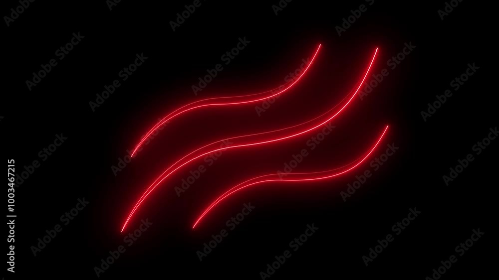 Poster bright neon red laser curve line. abstract technology background. seamless loop. 4k neon line animat