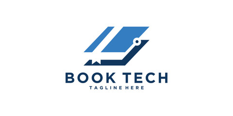 educational logo design, book, tech, circuit, logo design vector, symbol, idea, creative.