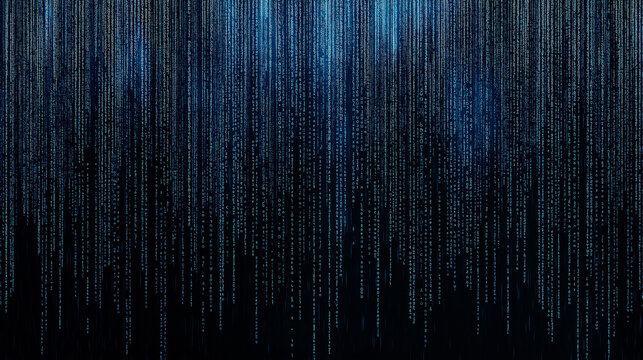 Digital rain falling representing internet data flowing