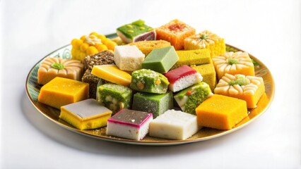 Colorful Assorted Indian Mithai: A Variety of Barfi in a Group Display