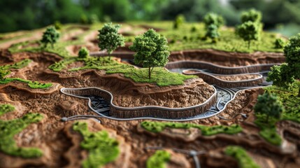 Obraz premium Geothermal Heating: This innovative approach uses the earth's constant underground temperature to heat and cool buildings, significantly lowering energy demands. 