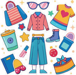 seamless pattern with accessories for summer