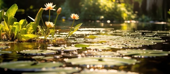 Water Lily Pond in Warm Sunlight