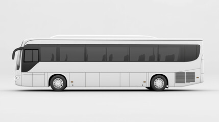 Big white coach bus standing on white background