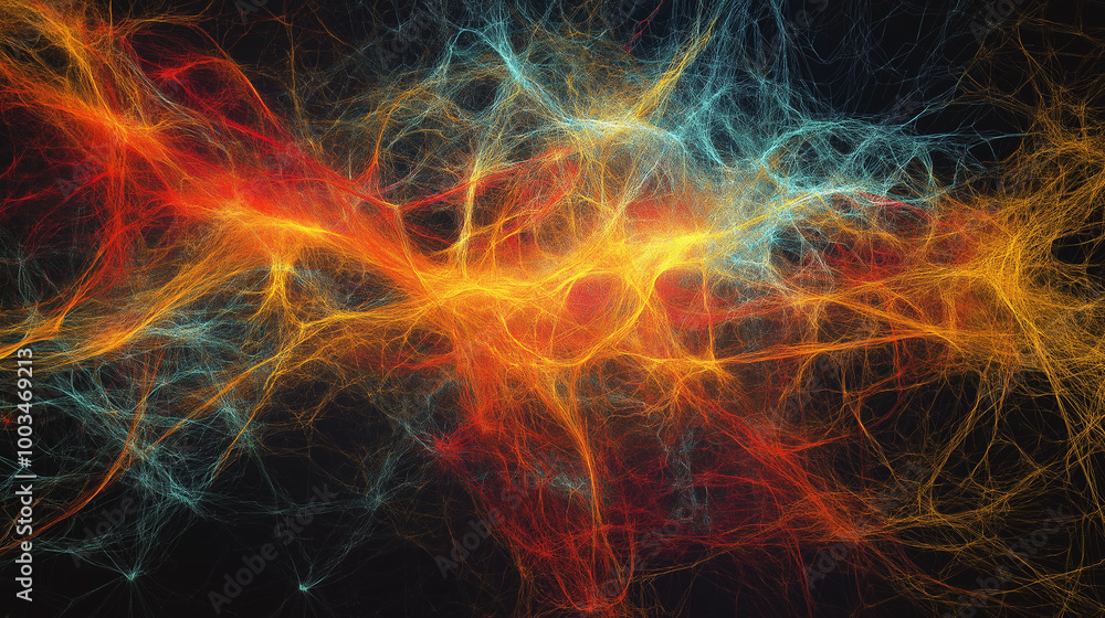 Aufkleber abstract fractal background showing colorful chaotic intertwined fibers of light